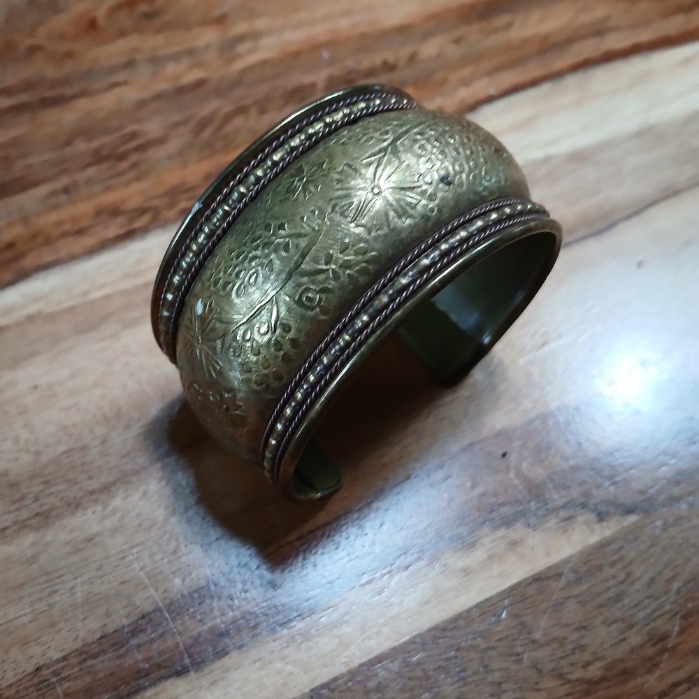 Engraved Brass Cuff Bracelet